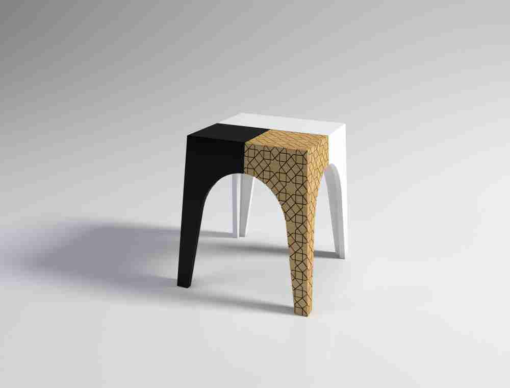 WHITE AND BLACK AND WOOD, CHAIR